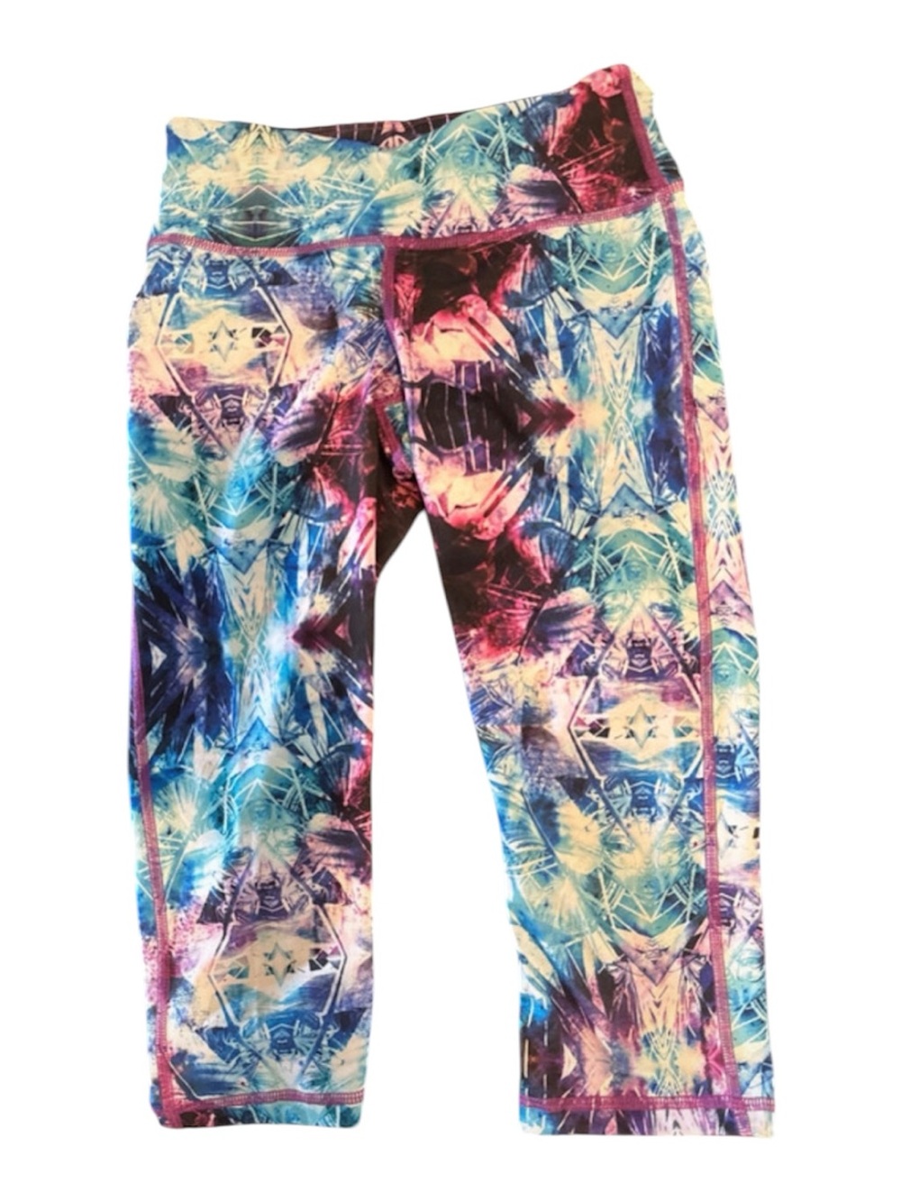 Zella Blue Purple Abstract Print Capri Leggings XS